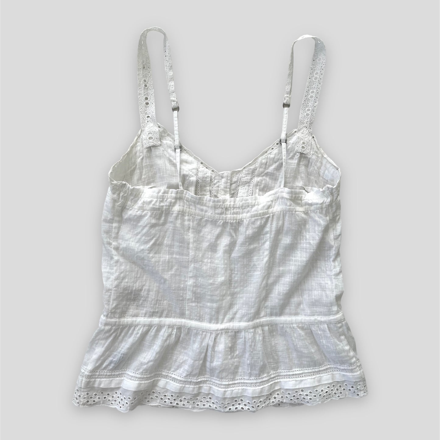 Old Label Abercrombie & Fitch White Broderie Anglaise Linen Cami Top - X-Small