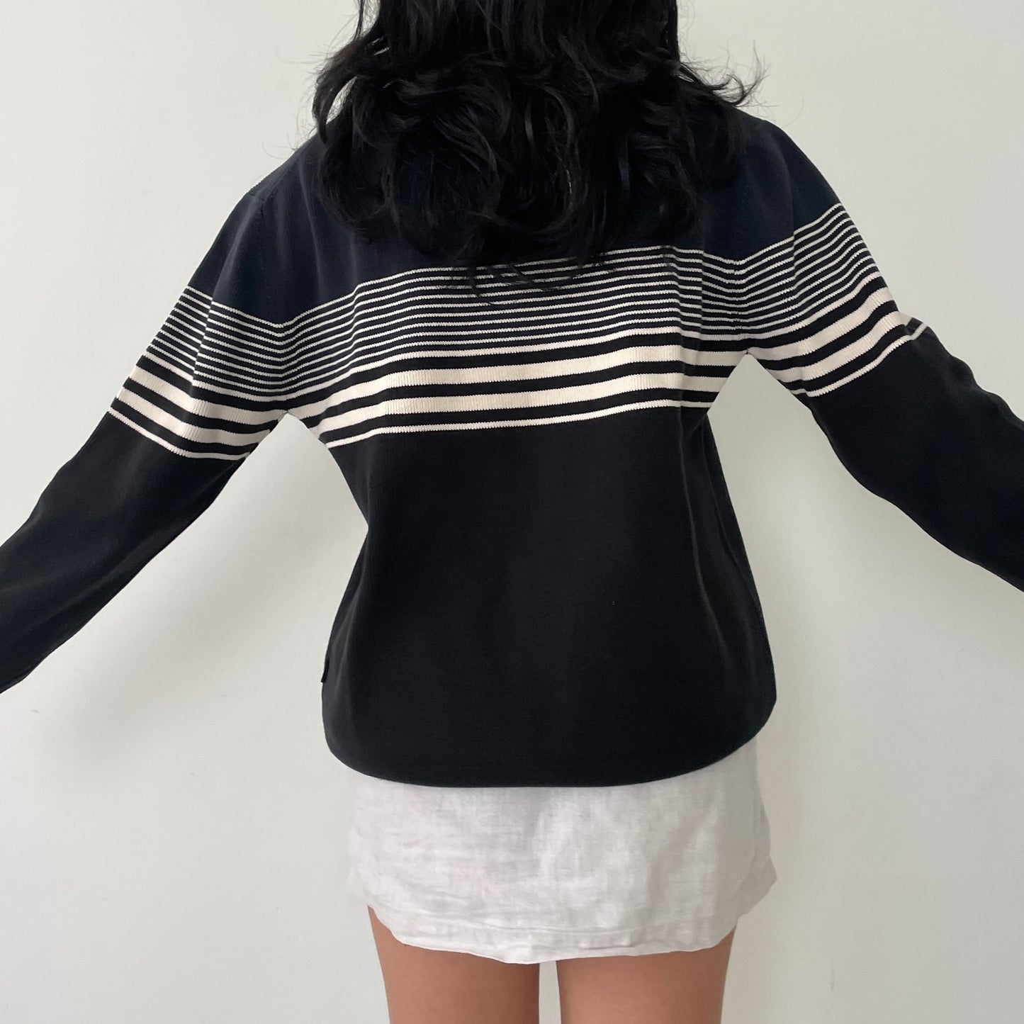 Navy & White Striped Knit Jumper