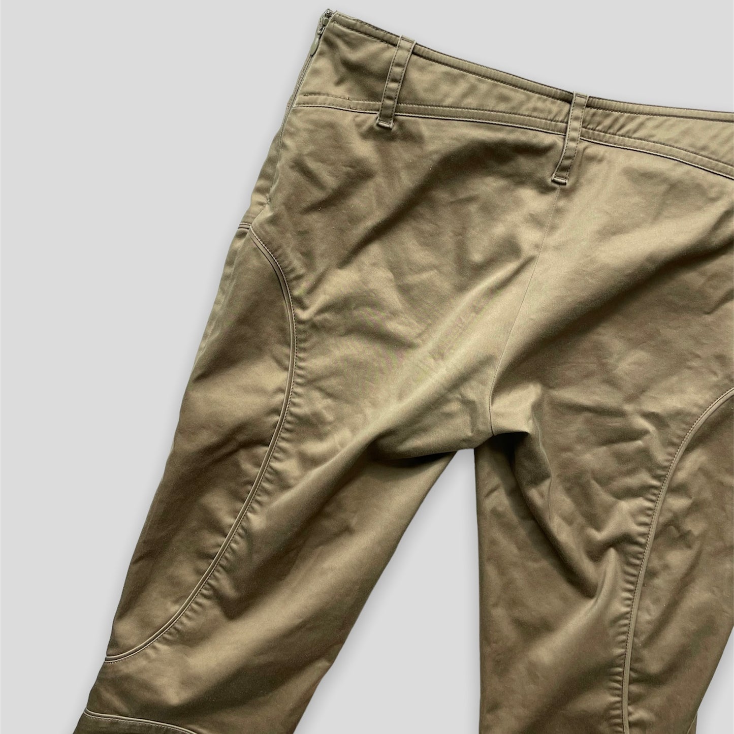 2003 Gucci by Tom Ford Khaki Sateen Mid Rise Riding Pants - X-Small/Small