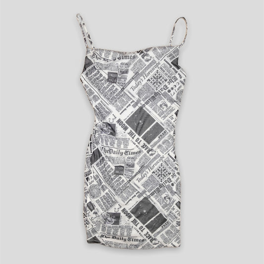 Newspaper Print Dress - Zoehify