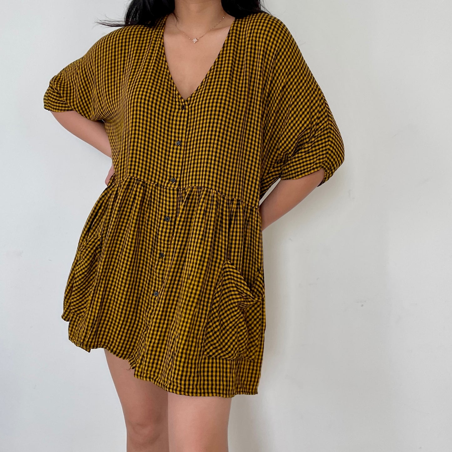 Yellow Zara Gingham Babydoll Tunic - Zoehify 