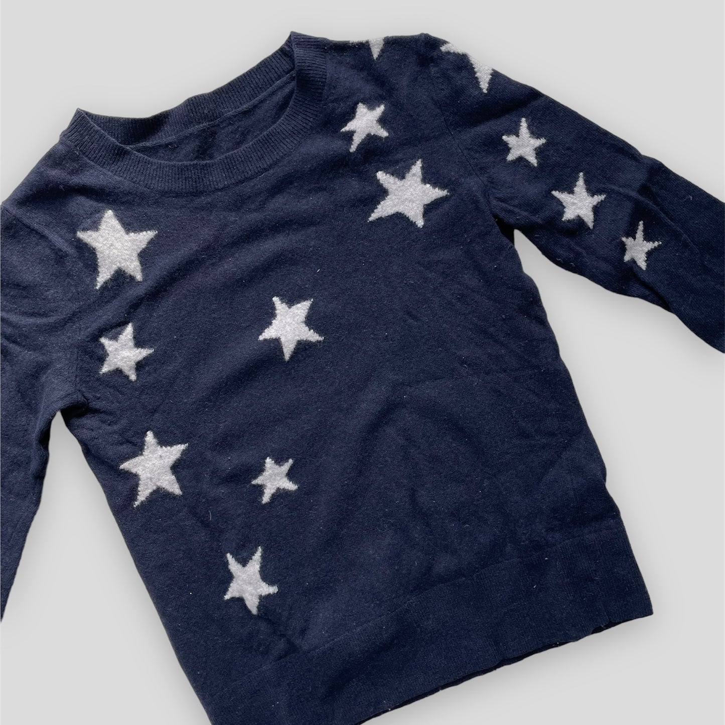 Banana Republic Navy Merino Wool Star Print Crewneck Jumper - X-Small