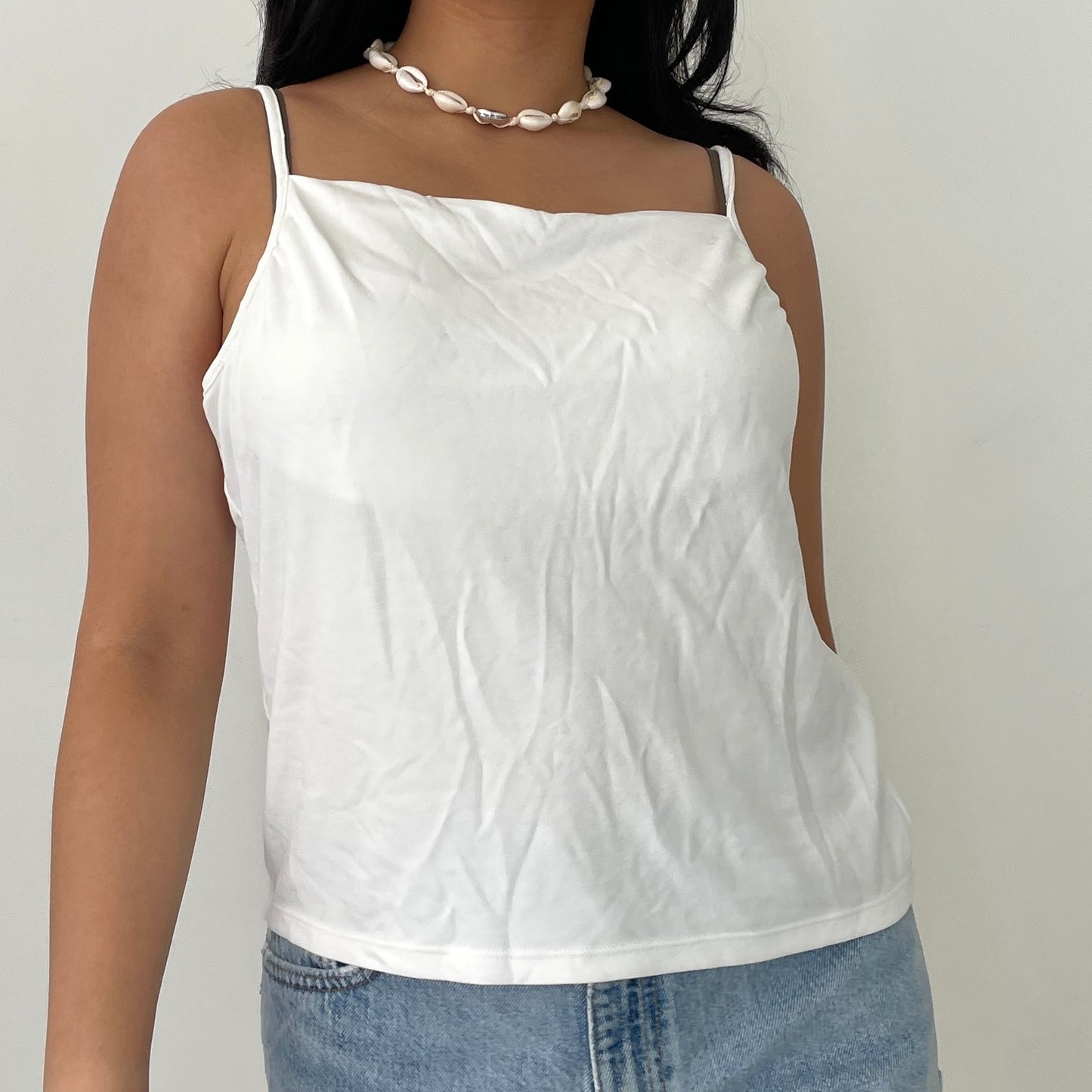 White Heartloom Square Neck Cami Top