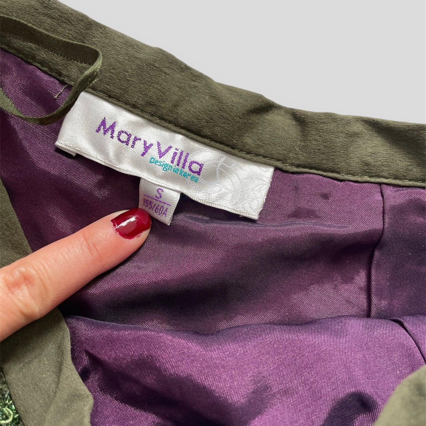 Mary Villa Green and Purple Crochet Knit Midi Skirt - Small