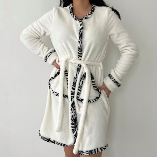 TWINSET White Zebra Trim Dressing Gown - X-Small/Small