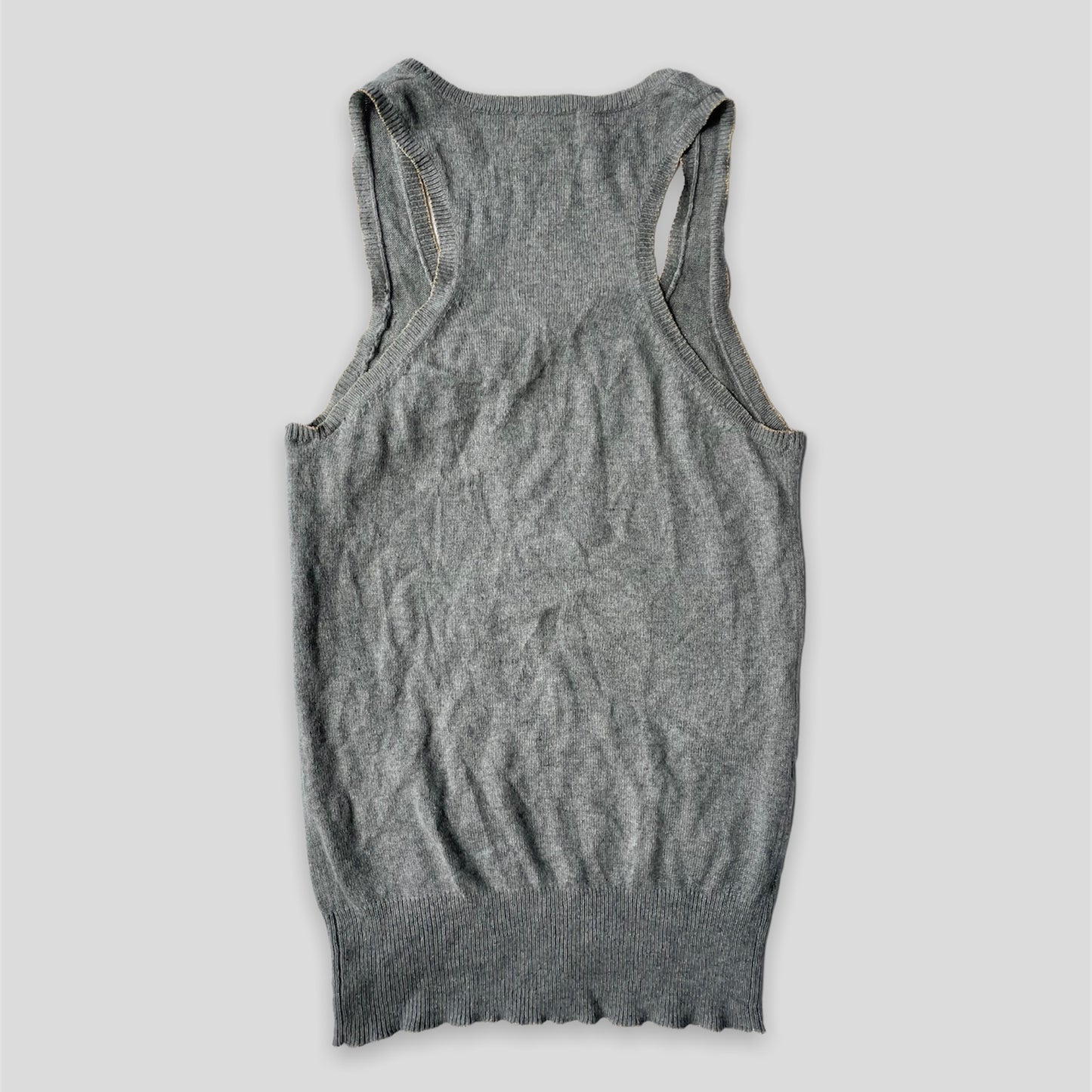 Maje Grey Silk & Cashmere Knit Tank Top - Small