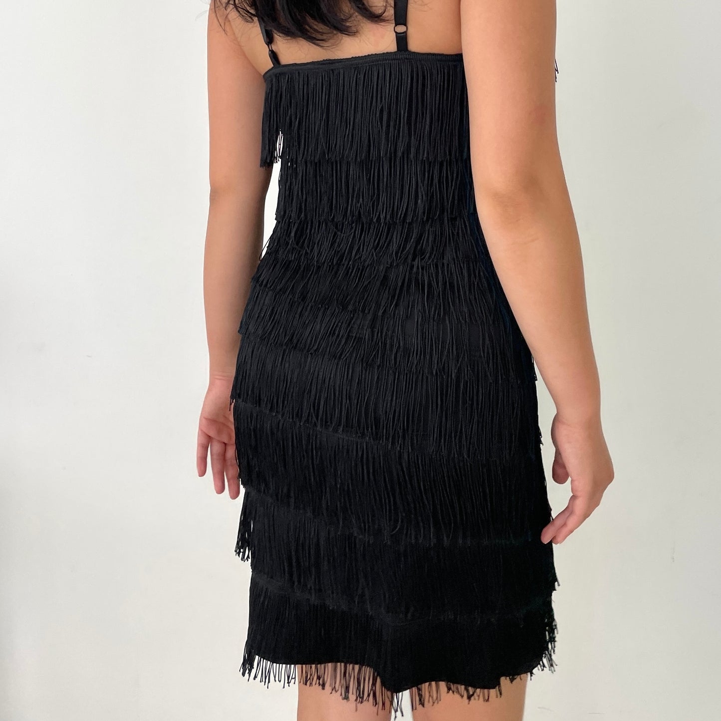 Black Fringe Flapper Dress - Small