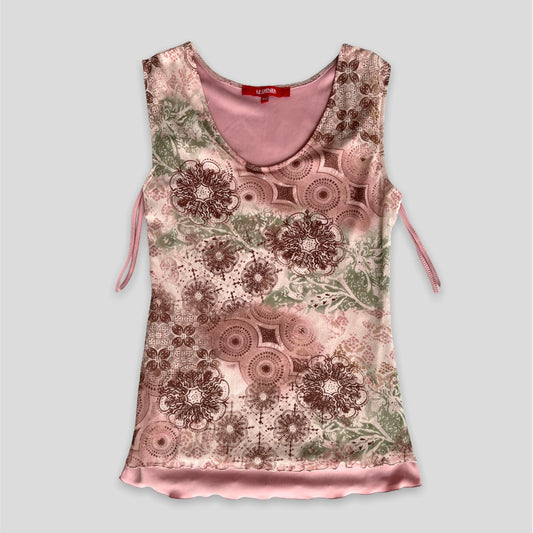 Le Grenier Pink Sleeveless Floral Printed Top - Small