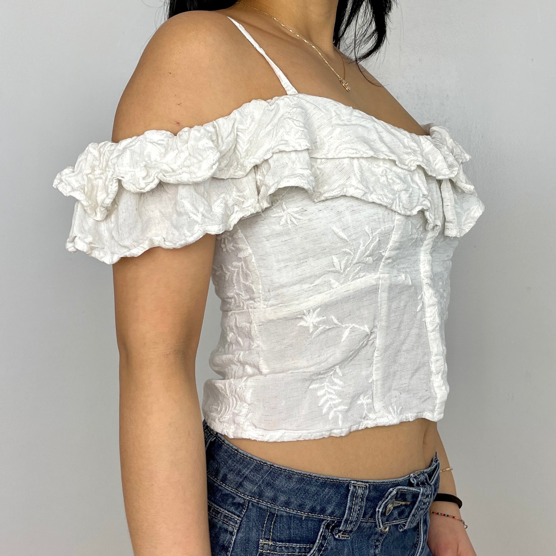 Guess White Strappy Off Shoulder Top - Zoehify 