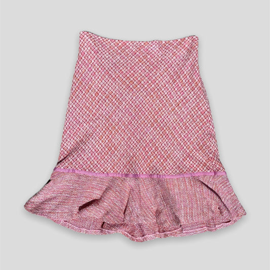 Pink Checked Tweed Skirt - Zoehify 