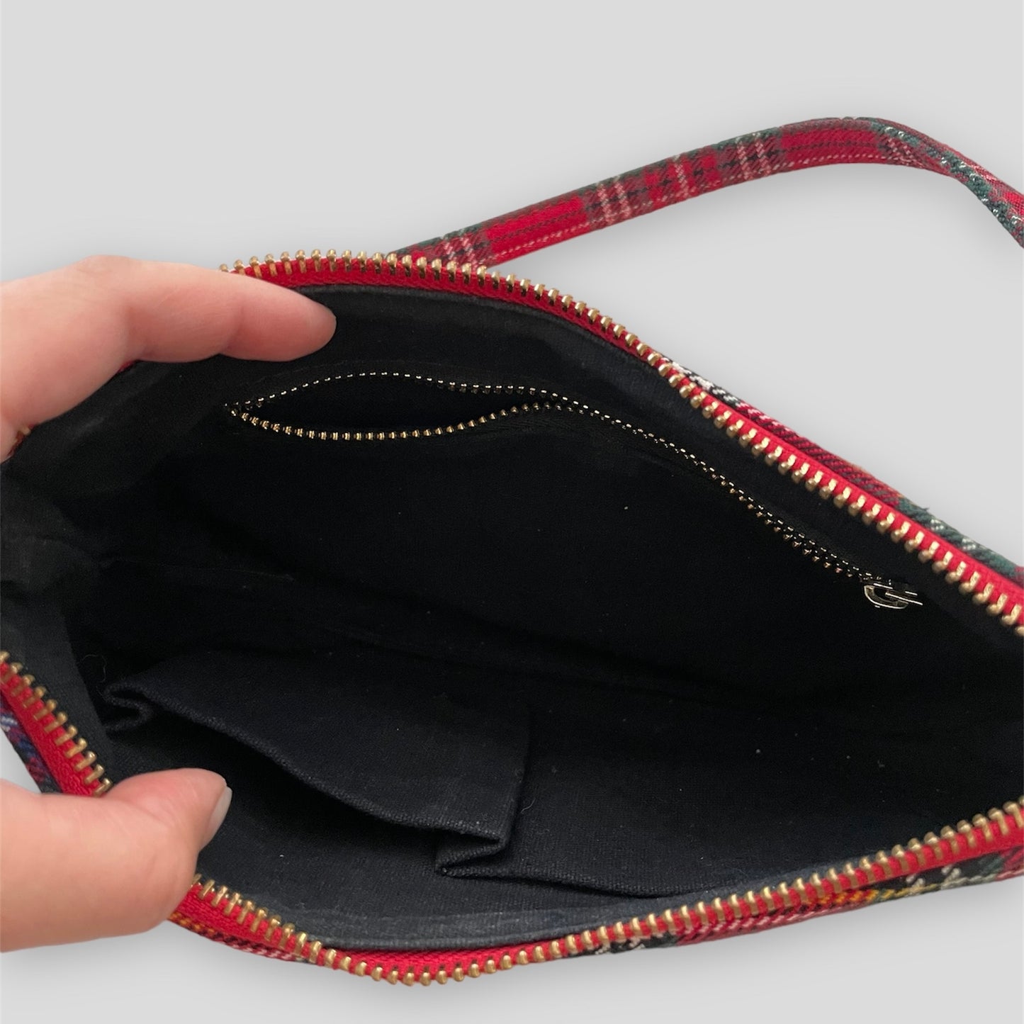 John Galt Red Plaid Mini Cotton Shoulder Bag