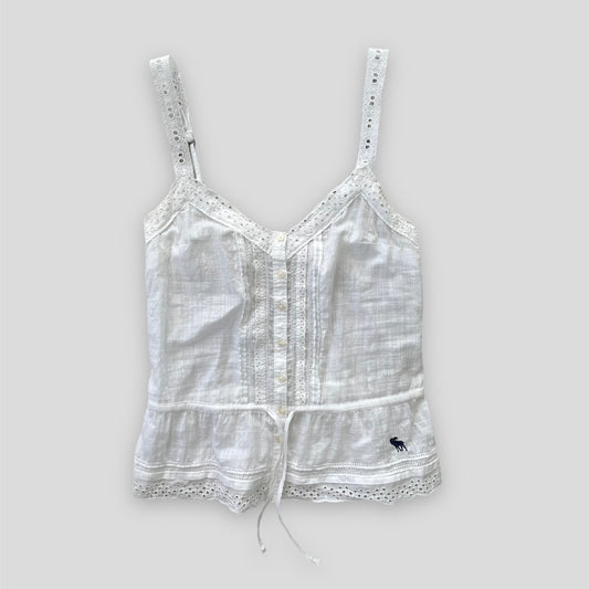 Old Label Abercrombie & Fitch White Broderie Anglaise Linen Cami Top - X-Small