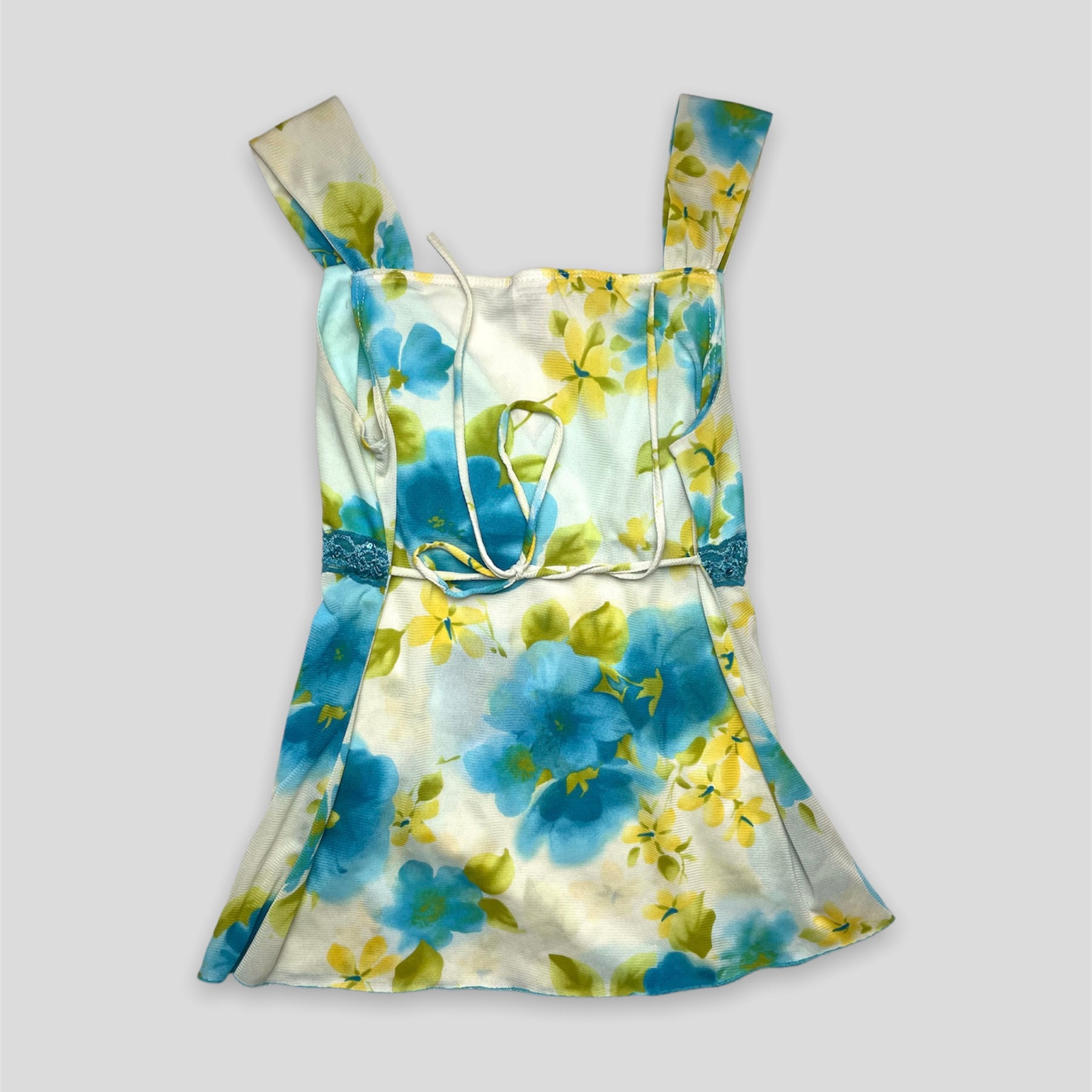 Blue Floral Mesh Tank Top - Zoehify 