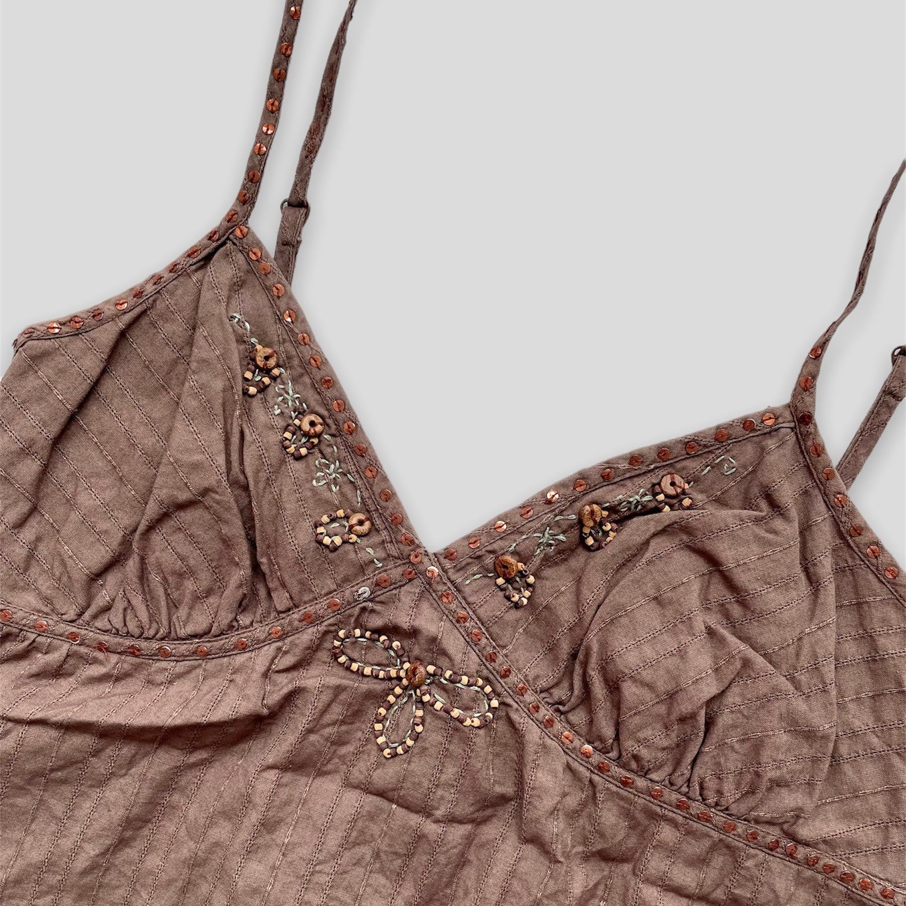 Brown Roxy Embroidered Tank Top - Zoehify 