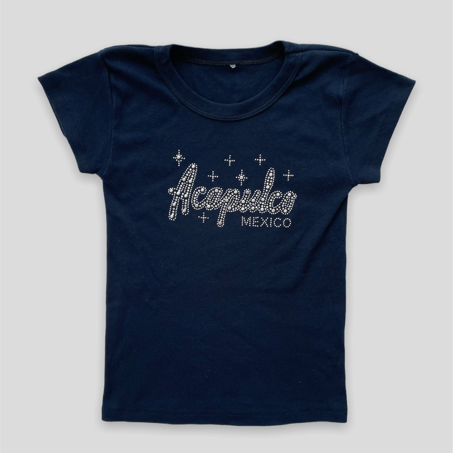 Navy Blue Diamanté Tourist Baby Tee