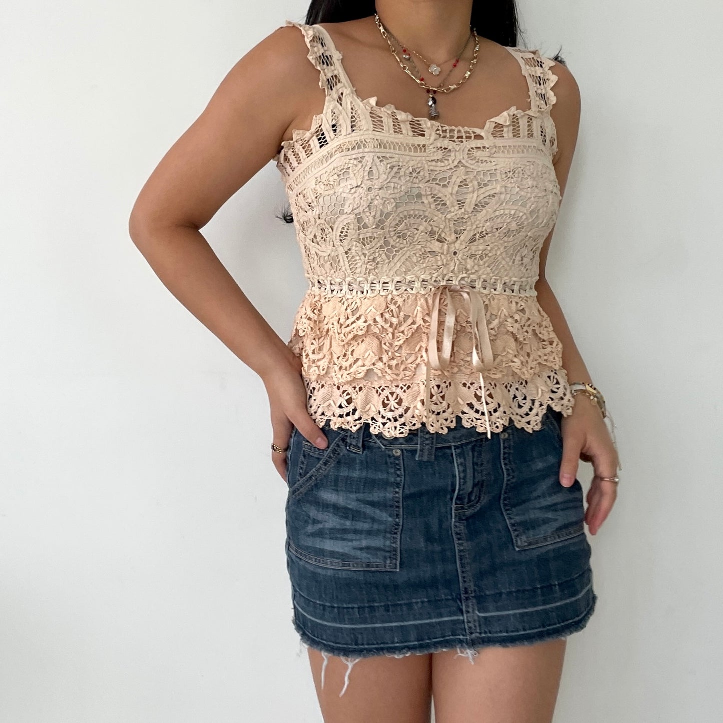 Vintage Niccolo Cheraine Blush Pink Lace Cami Top