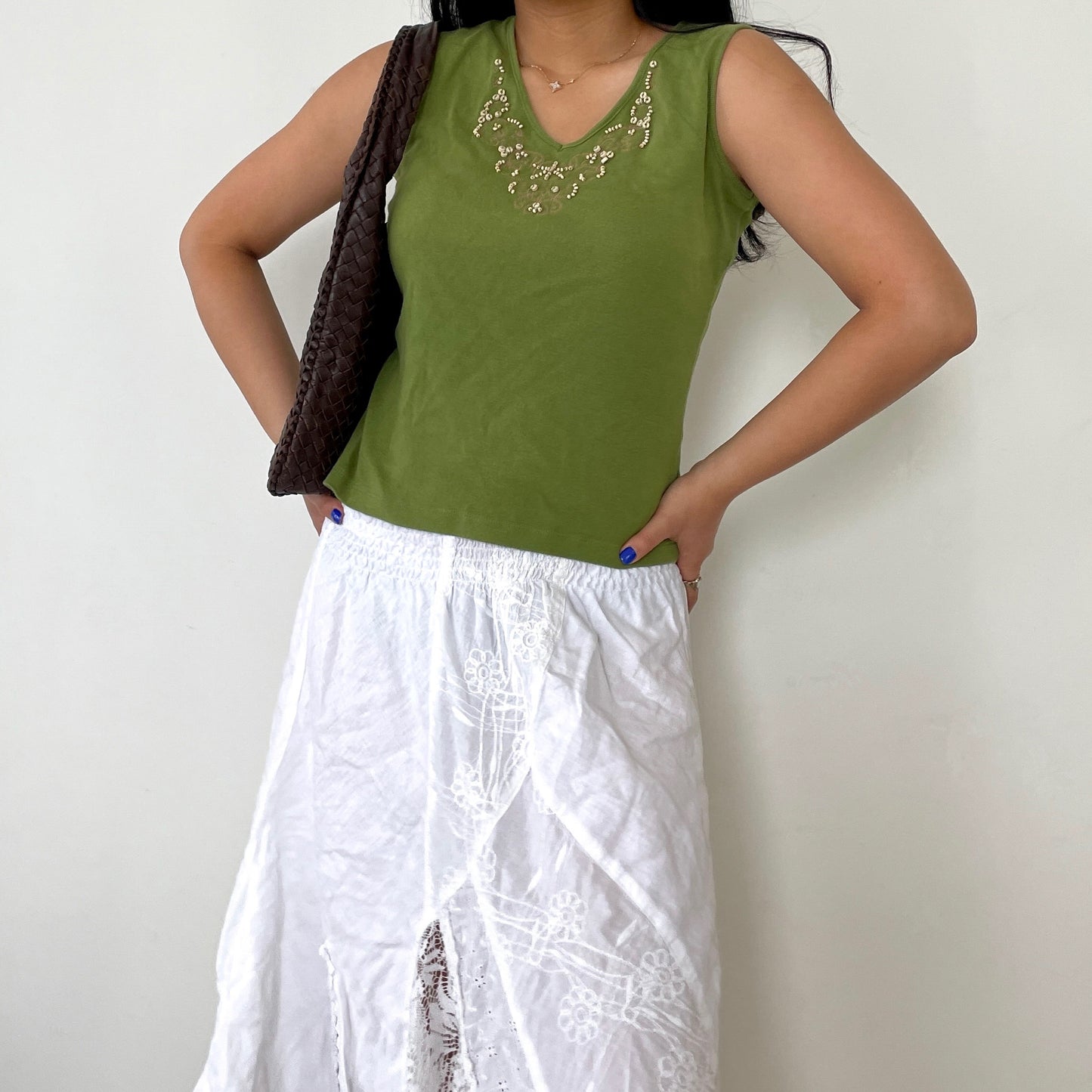 Green Beaded Vest Top - Zoehify 