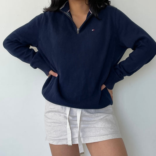 Tommy Hilfiger Navy Long Sleeve Quarter Zip Jumper