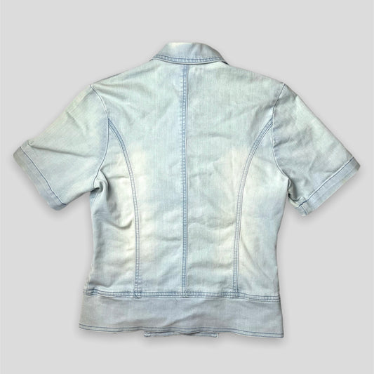 Embroidered Denim Short Sleeved Shirt - Zoehify