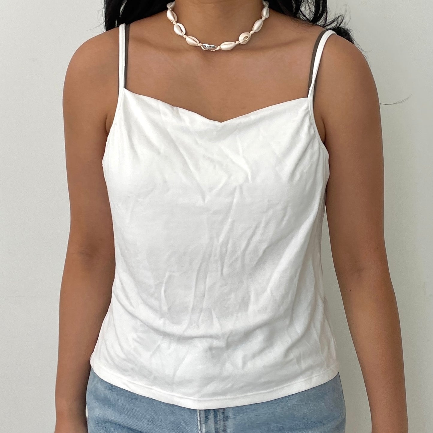 White Heartloom Square Neck Cami Top