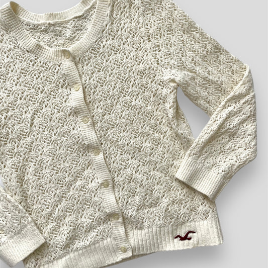 Hollister Cream Crochet Knit Cardigan - Small