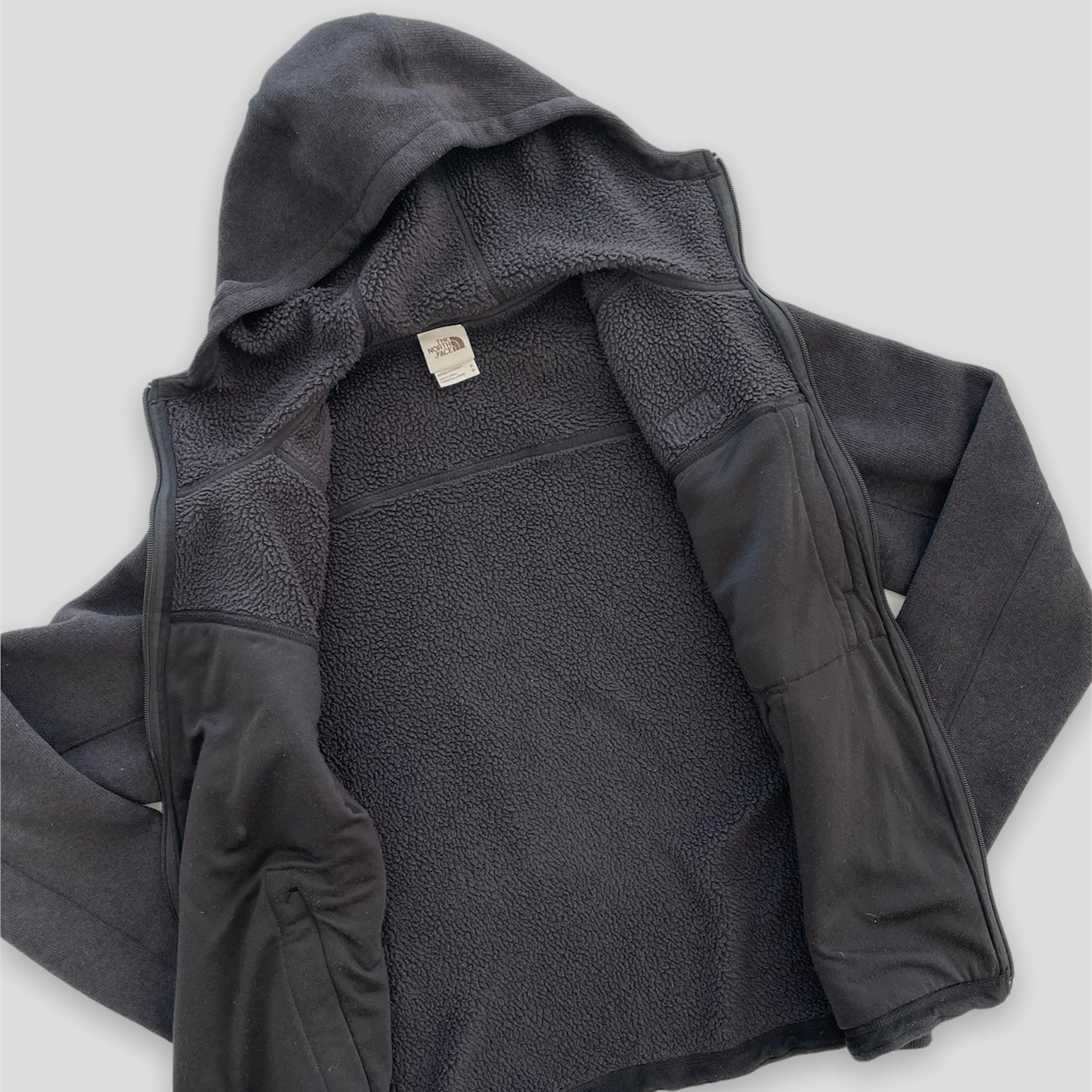 The North Face Black Zip Up Hooded Fleece - Large