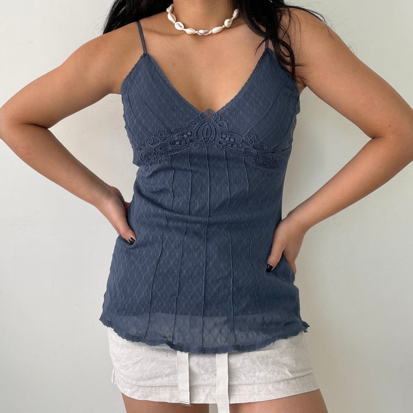 Indigo Blue Lace Tank Top