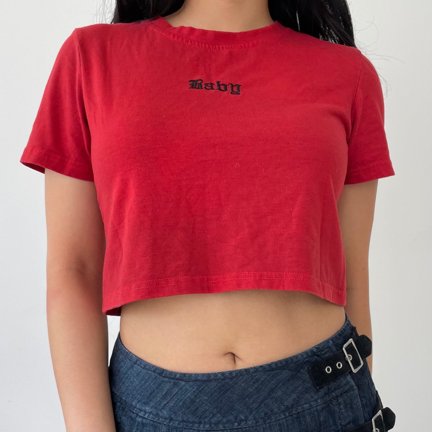 Red ‘Baby’ Cropped Tee - Small