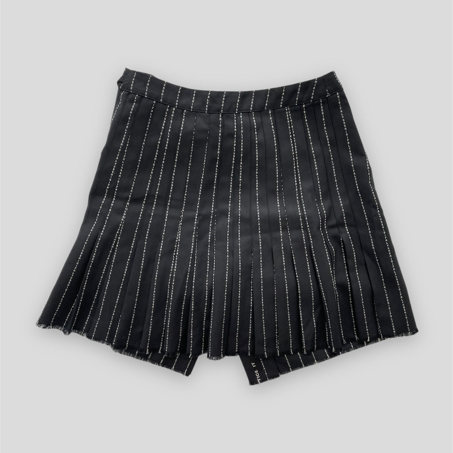 1017 ALYX 9SM Wool & Cashmere Black Pinstripe Buckle Mini Skirt - W26