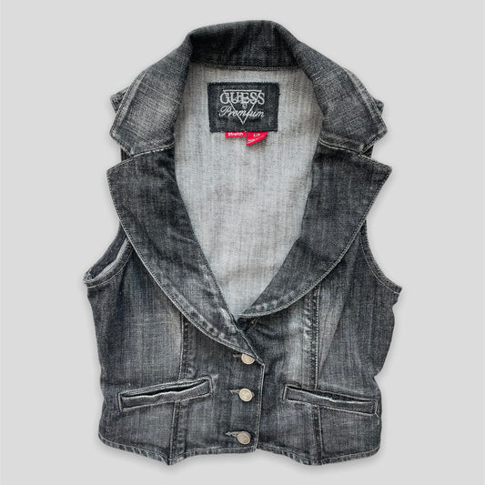 Guess Dark Wash Denim Vest - Zoehify