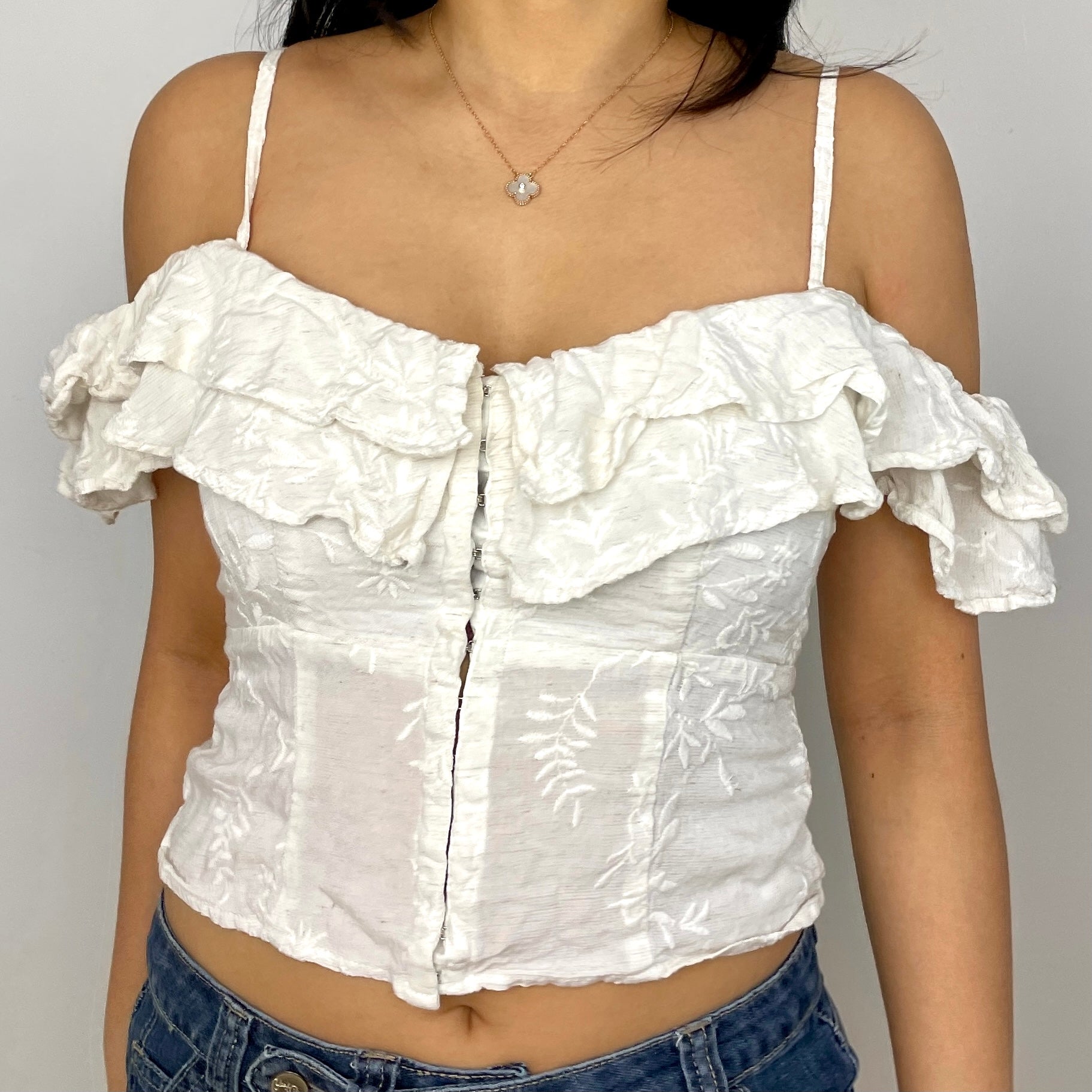 Guess White Strappy Off Shoulder Top - Zoehify 