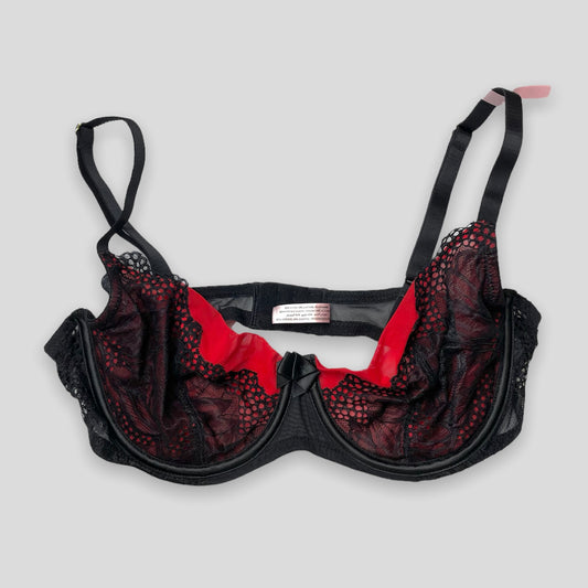 Black and Red Balconette Bra - Zoehify
