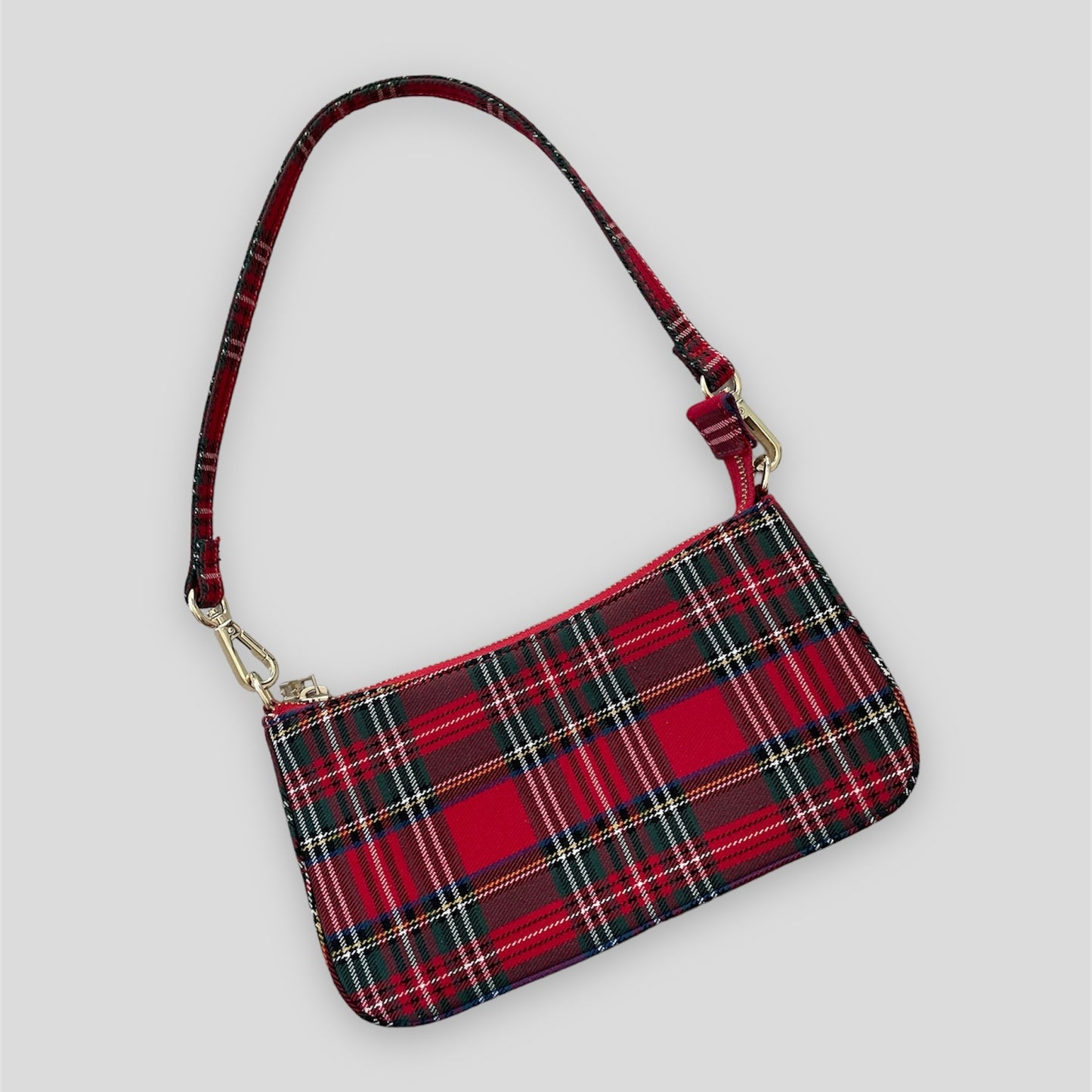 John Galt Red Plaid Mini Cotton Shoulder Bag