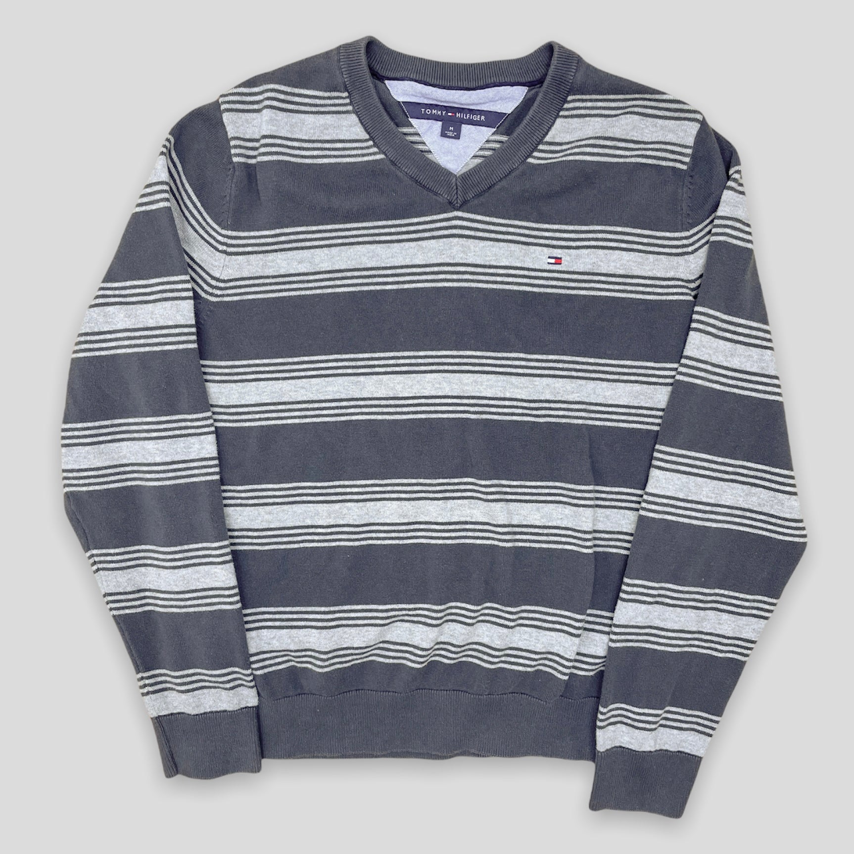 Tommy Hilfiger Grey Striped Jumper - Zoehify 