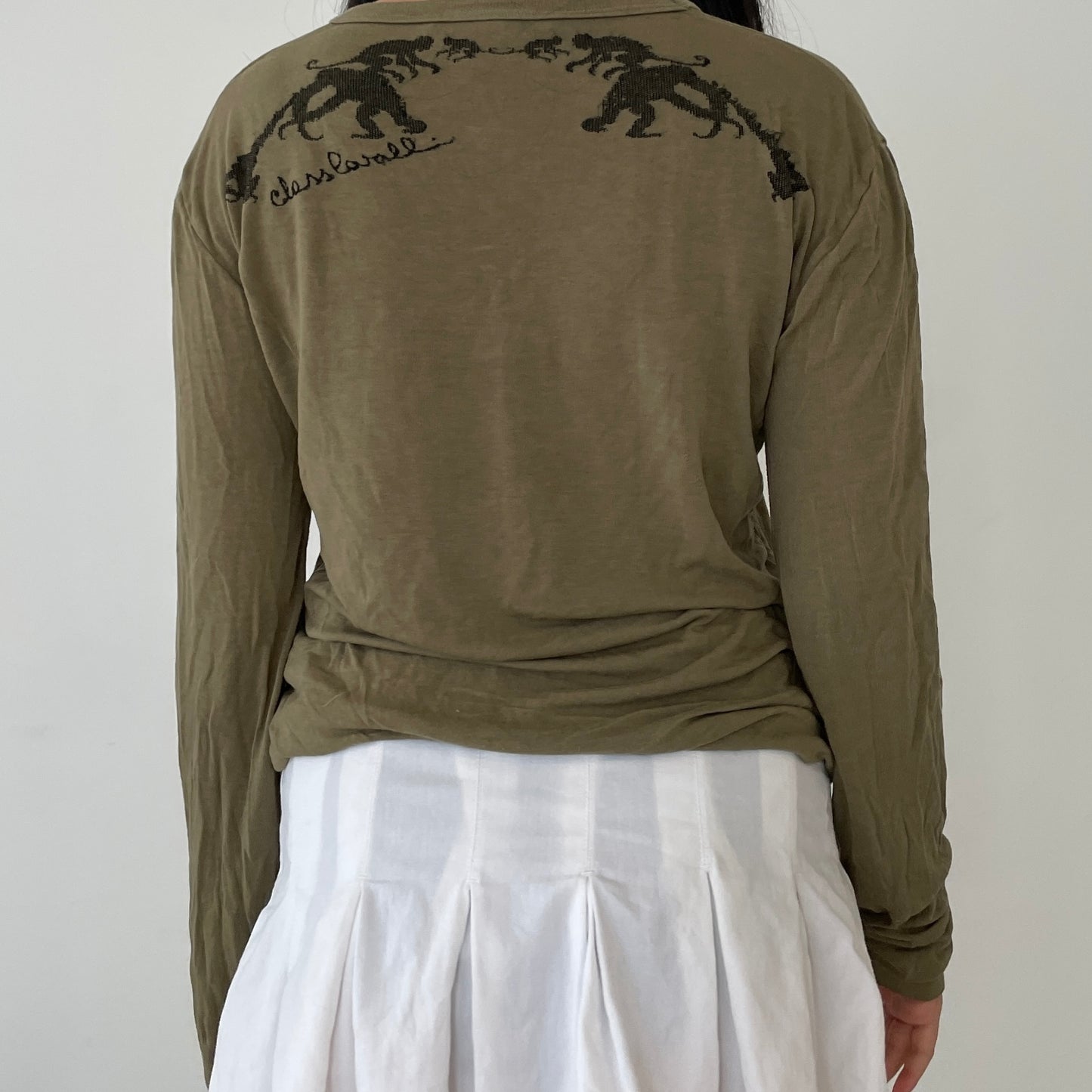 Roberto Cavalli Khaki Long Sleeved Tee - Zoehify 