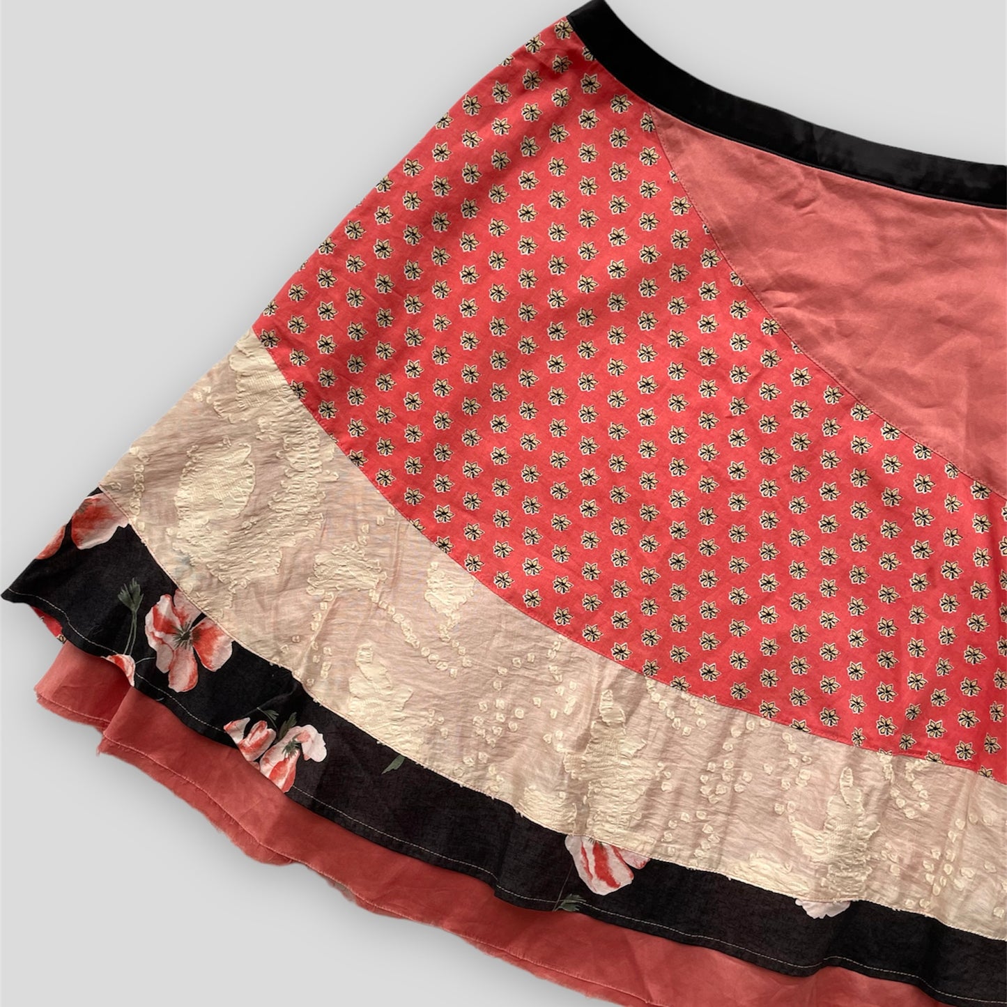 Nozomi Ishiguro Tambourine Pink Multi-Fabric Patchwork Skirt - X-Small