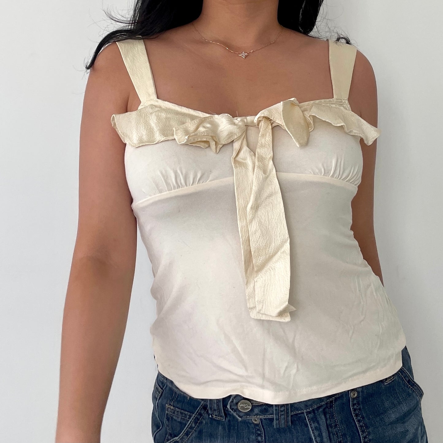 Nanette Lepore White Satin Tie Cami Top - Medium