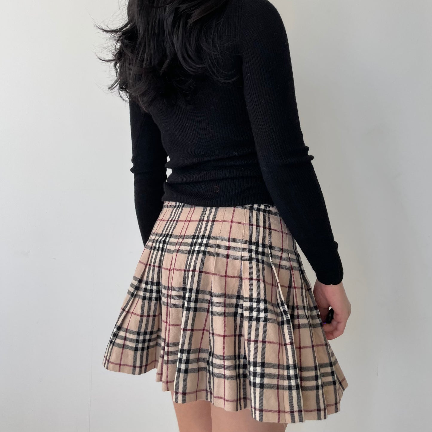 Vintage Burberry Nova Check Pleated Mini Skirt