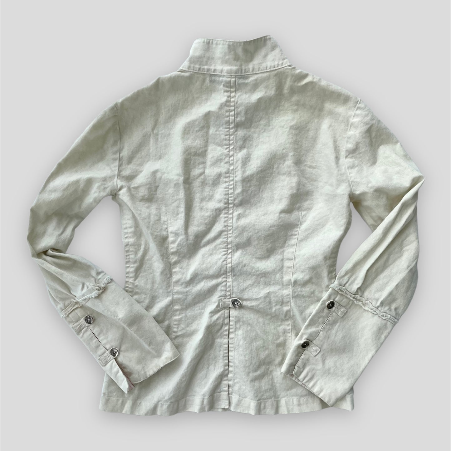 Stewart + Brown Organic White Long Sleeve Button Down Collar Blouse - X-Small/Small