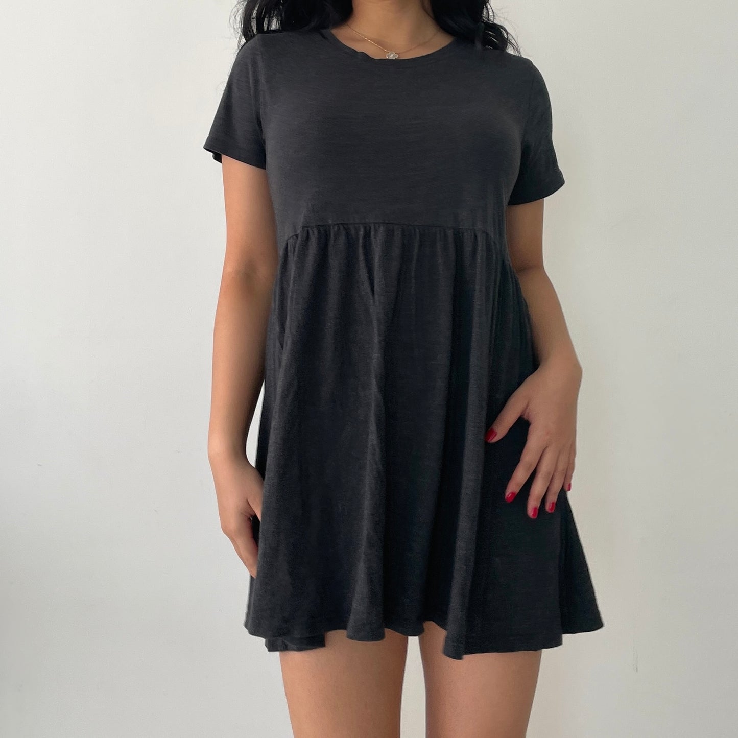 Forever 21 Grey Short Sleeve Babydoll Dress