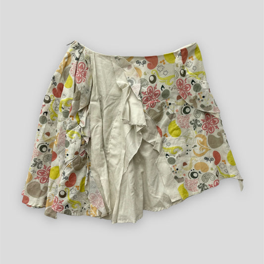 Nozomi Ishiguro Pale Beige Cotton Deconstructed Patterned Skirt - Small