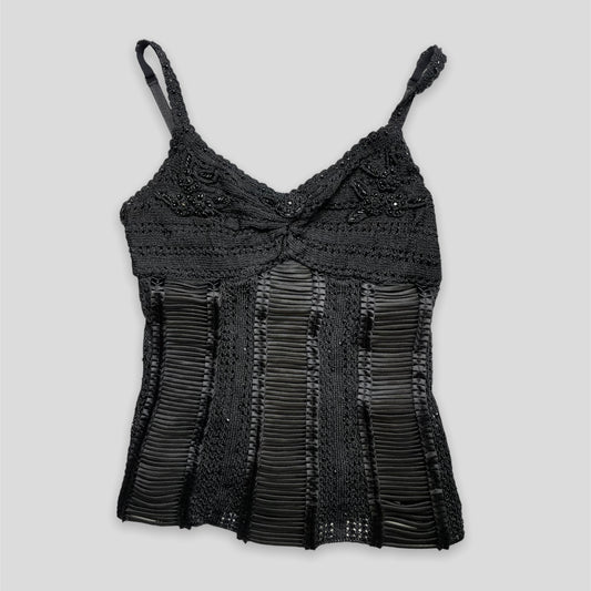 Black Beaded Crochet Top - Zoehify