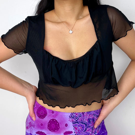 Black Mesh Crop Top - Zoehify