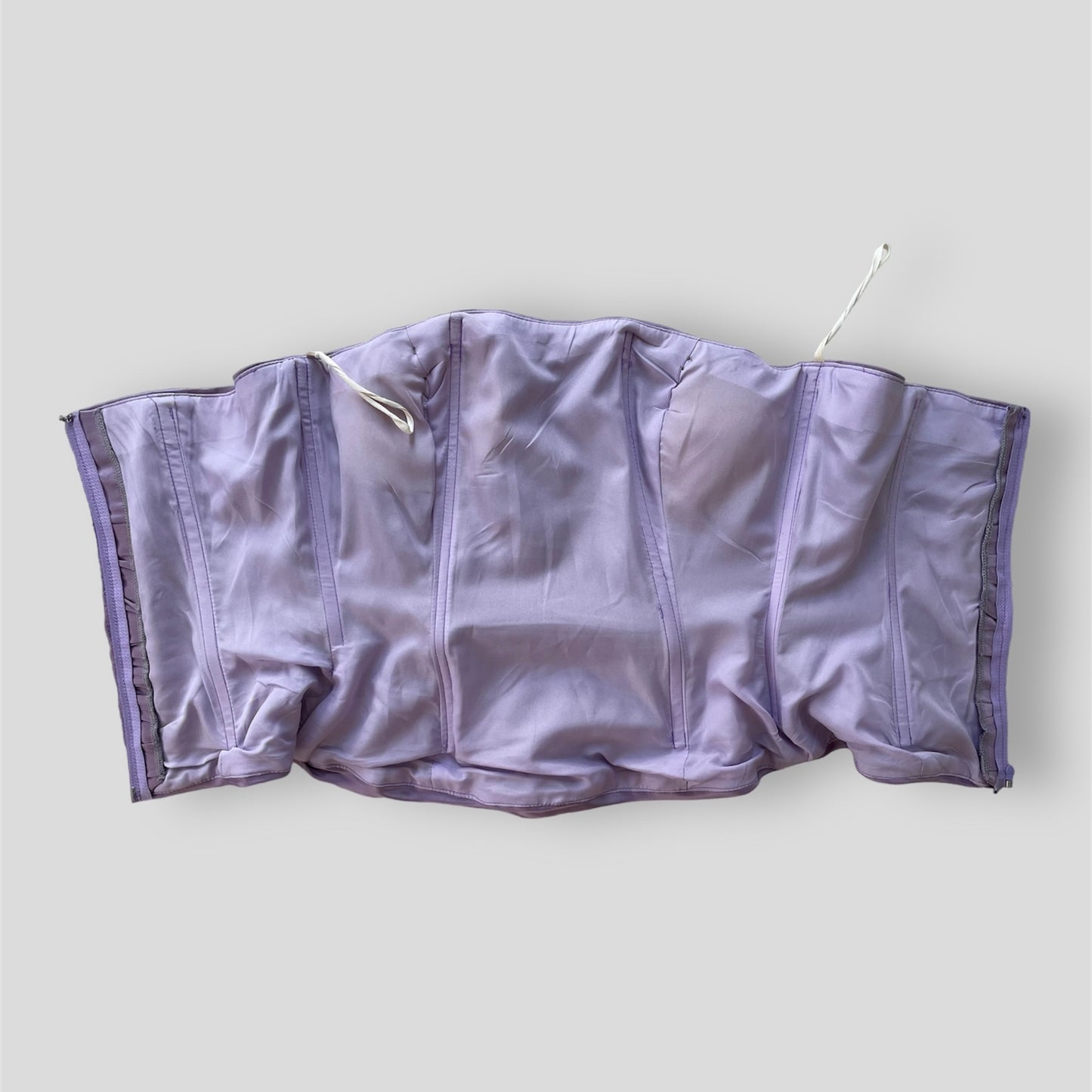 Purple Satin Strapless Boned Bustier Top - XX-Small/X-Small