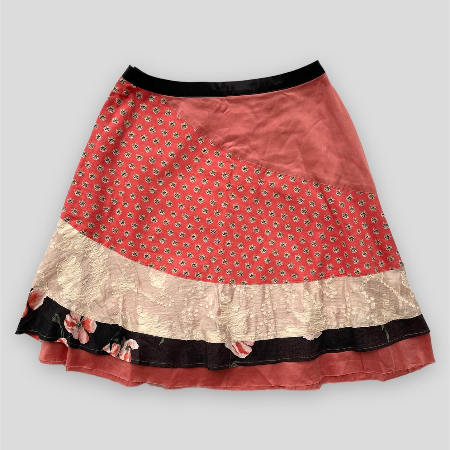 Nozomi Ishiguro Tambourine Pink Multi-Fabric Patchwork Skirt - X-Small