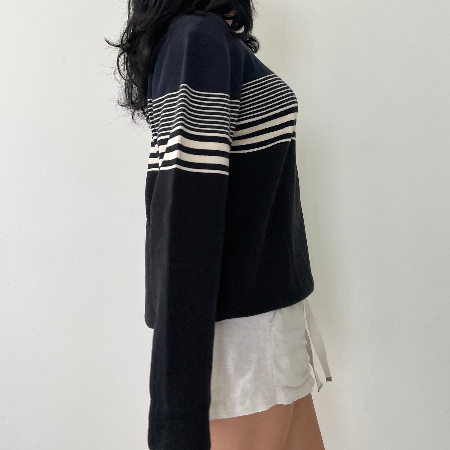 Navy & White Striped Knit Jumper