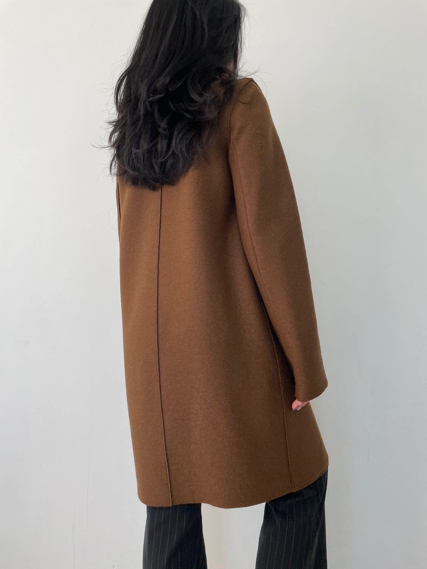 Harris Wharf London Brown Felted Wool Coat - X-Small