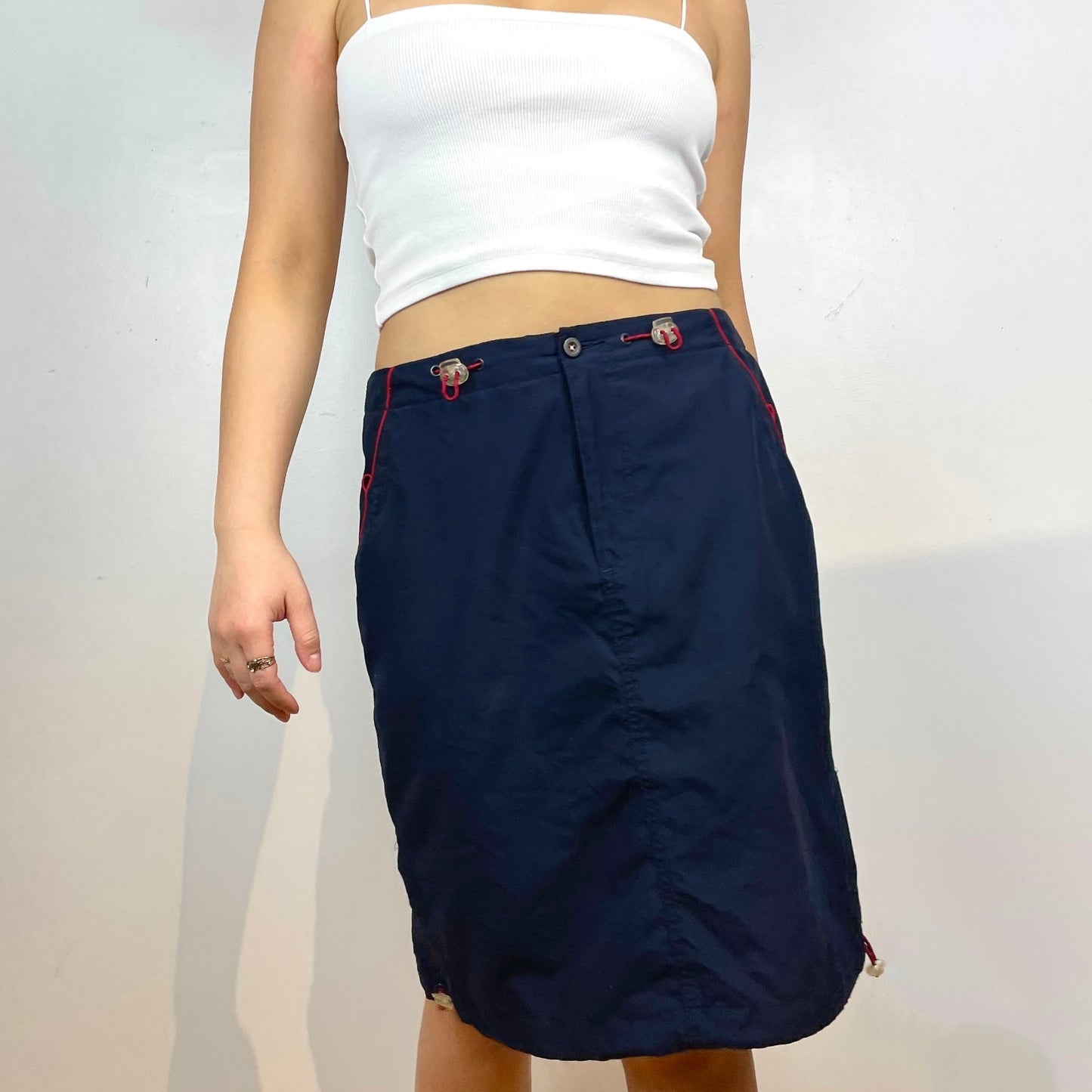 Navy Drawstring and Toggle Midi Skirt - Zoehify 