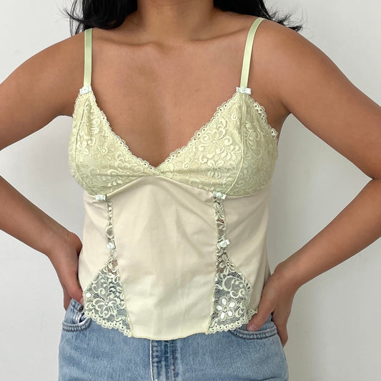 Pastel Green & Yellow Lace Cami