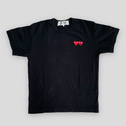 Comme des Garçons PLAY Black Double Heart T-Shirt - Medium